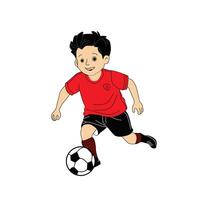 kind spelen met voetbal bal vector