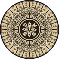inheems Amerikaans ronde goud patroon. meetkundig vormen in een cirkel. nationaal ornament van de volkeren van Amerika, Maya, Azteken, inca's vector