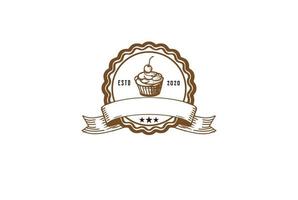 vintage retro cupcake stempel label zegel logo ontwerp vector