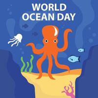 illustratie grafisch van Octopus zwemmen in de zee, perfect voor Internationale dag, wereld oceaan dag, vieren, groet kaart, enz. vector