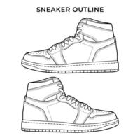 sportschoenen schoen wit en zwart kleur met schets. sneaker kant visie vlak ontwerp concept. icoon logo illustratie. vector