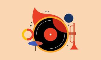 jazz- muziek- concept. concert instrumenten posters met abstract meetkundig achtergrond en musical instrumenten. vector