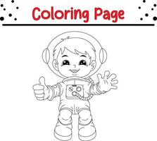 astronaut jongen kleur bladzijde voor kinderen vector