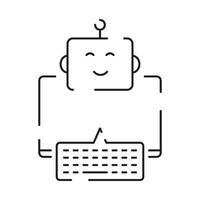 robot icoon. Chatbot icoon. schattig glimlachen bot. schets robot teken. vlak lijn tekenfilm illustratie. stem ondersteuning onderhoud bot. virtueel online steun. vector