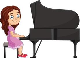 tekenfilm klein meisje piano spelen vector