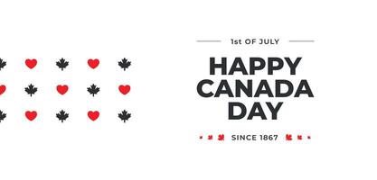 minimalistisch modieus horizontaal Canada dag spandoek. gelukkig Canada dag. 1e van juli sinds 1867 jaar. sociaal media na, vieren ontwerp. esdoorn- bladeren en harten. wij liefde Canada. meetkundig stijl vector