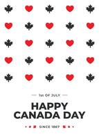 minimalistisch modieus verticaal Canada dag poster. gelukkig Canada dag. 1e van juli sjabloon ontwerp zege dag. sociaal media na, vieren. esdoorn- bladeren en harten. wij liefde Canada. meetkundig stijl vector