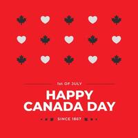 minimalistisch modieus plein Canada dag advertentie poster. gelukkig Canada dag. 1e van juli sjabloon ontwerp zege dag. sociaal media na, vieren. esdoorn- bladeren en harten. wij liefde Canada. meetkundig stijl vector