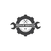 reparatie uitrusting onderhoud logo ontwerp sjabloon vector