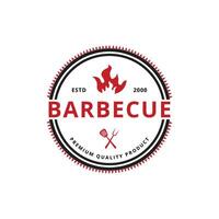 barbecue restaurant insigne logo voor restaurant wijnoogst vector
