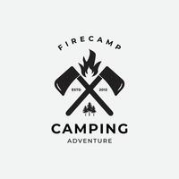 camping avontuur brand kamp logo ontwerp vector