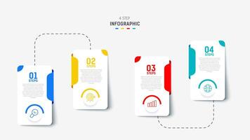 vier stap infographic element ontwerp sjabloon voor presentatie. werkwijze diagram en presentaties stap, workflow lay-out, banier, stromen grafiek, info grafisch illustratie. vector