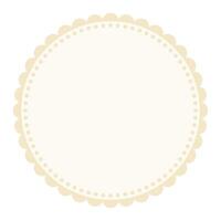 zacht en gemakkelijk vanille bruin gekleurde blanco circulaire sticker etiket element ontwerp met decoratief grens ornamenten vector