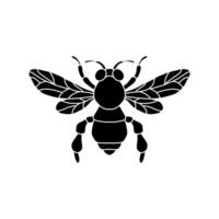 honing bij icoon. zwart bij Aan wit achtergrond. silhouet. grafisch illustratie van insect silhouet tekening voor honing producten, pakket, ontwerp. vector