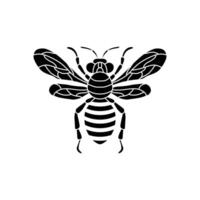 honing bij icoon. zwart bij Aan wit achtergrond. silhouet. grafisch illustratie van insect silhouet tekening voor honing producten, pakket, ontwerp. vector