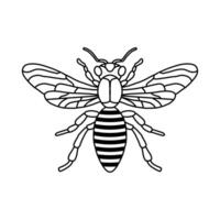 bij schets zwart icoon. clip art beeld geïsoleerd Aan wit achtergrond. grafisch illustratie van insect silhouet tekening voor honing producten, pakket, ontwerp. vector