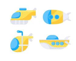 onderzeeërs set. onderwater- boot, schip. zee voertuigen met periscoop. vector
