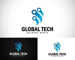 globaal technologie logo ontwerp sjabloon met modern stijl concept premie vector