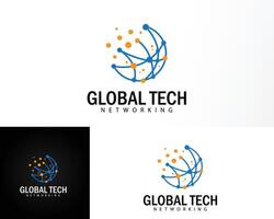 globaal tech icoon reeks logo ontwerp illustratie met creatief concept premie vector