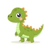 schattig groen baby dinosaurus Aan een wit achtergrond. ontwerp voor groet kaarten, uitnodigingen, afdrukken Aan kleren. vector