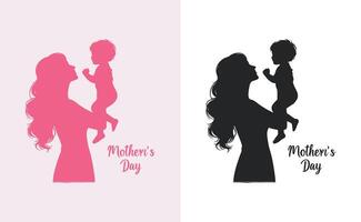 Dames en kind logo ontwerp moeder dag speciaal kan worden gebruikt in sociaal media na, groet kaart ontwerp, banier en affiches. gelukkig moeders dag silhouet voor het beste mam en kind liefde kaart ontwerp vector