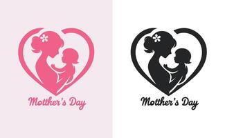 Dames en kind logo ontwerp moeder dag speciaal kan worden gebruikt in sociaal media na, groet kaart ontwerp, banier en affiches. gelukkig moeders dag silhouet voor het beste mam en kind liefde kaart ontwerp vector