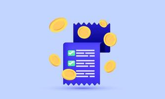 3d realistisch icoon papier Bill munt transactie bon betaling ontwerp vector