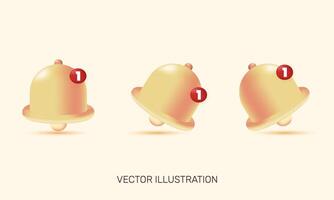 3d realistisch icoon geel kennisgeving klok reeks geïsoleerd ontwerp vector