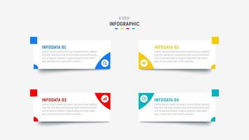 vier stap infographic element ontwerp sjabloon voor presentatie. werkwijze diagram en presentaties stap, workflow lay-out, banier, stromen grafiek, info grafisch illustratie. vector