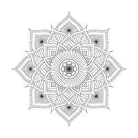 gemakkelijk zwart en wit lijn kunst lotus mandala vorm met bloemen dots en bloemblaadjes concept vector