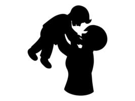 moeder Holding kind silhouet achtergrond vector