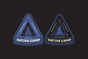 Tipi tent inheems Indisch insigne logo ontwerp voor inheems avontuur en buitenshuis cultuur bedrijf vector