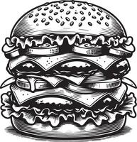 hamburger silhouet illustratie Aan wit achtergrond. hamburger logo vector