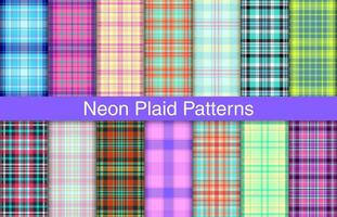 neon plaid bundels, textiel ontwerp, geruit kleding stof patroon voor shirt, jurk, pak, omhulsel papier afdrukken, uitnodiging en geschenk kaart. vector