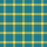 overhemd naadloos plaid tartan, voorjaar patroon controleren textuur. huishouden kleding stof achtergrond textiel in cyaan en geel kleuren. vector