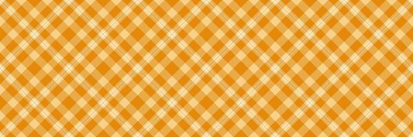 diagonaal achtergrond patroon textiel, instelling controleren kleding stof. omhoog structuur naadloos Schotse ruit plaid in amber en oranje kleuren. vector