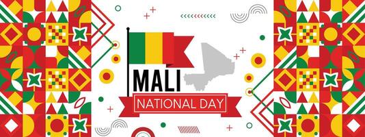 Mali nationaal dag banier ontwerp. gelukkig vakantie.creatief onafhankelijkheid dag banier, poster, kaart, banier, sjabloon, voor vieren jaarlijks. vector