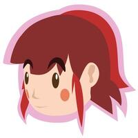 schattig tekenfilm meisje gezicht met roze achtergrond. logo gezicht Aan geïsoleerd wit achtergrond. of illustratie. vector