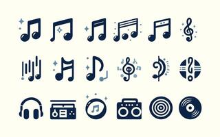 muziek- en geluid pictogrammen set. muziek- teken illustratie, muziek aantekeningen vector