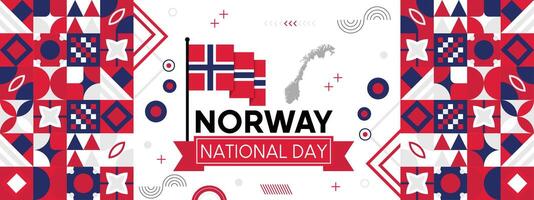 Noorwegen nationaal dag banier met Nigeriaans vlag kleuren achtergrond. creatief onafhankelijkheid dag banier, poster, kaart, banier, sjabloon, voor vieren jaar- vector