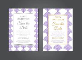 elegant luxe Purper opslaan de datum uitnodiging ontwerp vector