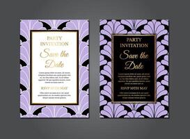 Purper kunst deco Gatsby uitnodiging ontwerp vector