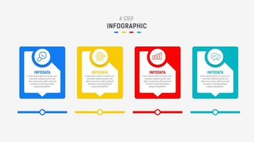 vier stap infographic element ontwerp sjabloon voor presentatie. werkwijze diagram en presentaties stap, workflow lay-out, banier, stromen grafiek, info grafisch illustratie. vector