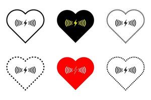 aed teken met hart en elektriciteit symbool. vector