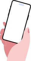 gemakkelijk vlak hand- Holding telefoon mockup illustratie vector