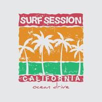 Californië surfing strand illustratie typografie voor t shirt, poster, logo, sticker, of kleding handelswaar vector