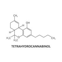 drug structuur, tetrahydrocannabinol formule vector