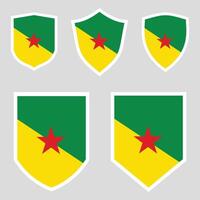 reeks van Frans Guyana vlag in schild vorm kader vector