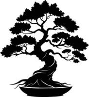 een zwart silhouet van een bonsai boom vector