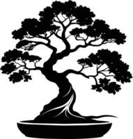 een zwart silhouet van een bonsai boom vector